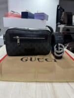 Gucci Τσαντάκι Μέσης - Grey/Black + Δώρο Ζώνη [Gucci - Δερμάτινη]