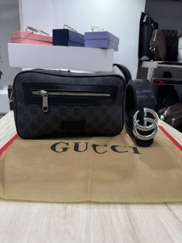 Gucci Τσαντάκι Μέσης - Grey/Black + Δώρο Ζώνη [Gucci - Δερμάτινη] - Image 1